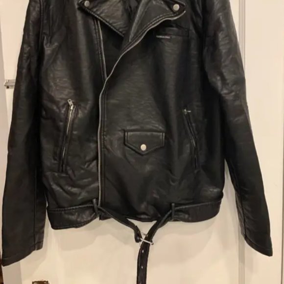 Black Vegan Leather Members Only Men's Moto Jacket - Picture 6 of 8